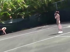 Naughty real teens get hazed at a tennis court